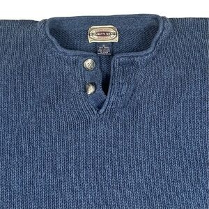 Vintage 90s County Seat Henley Sweater Knit Pullover Navy Blue Men’s Size XL